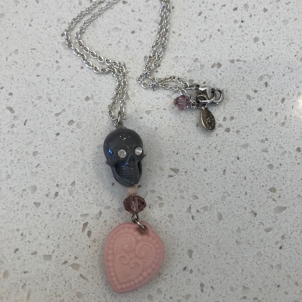 Tarina Tarantino Skull Heart Necklace